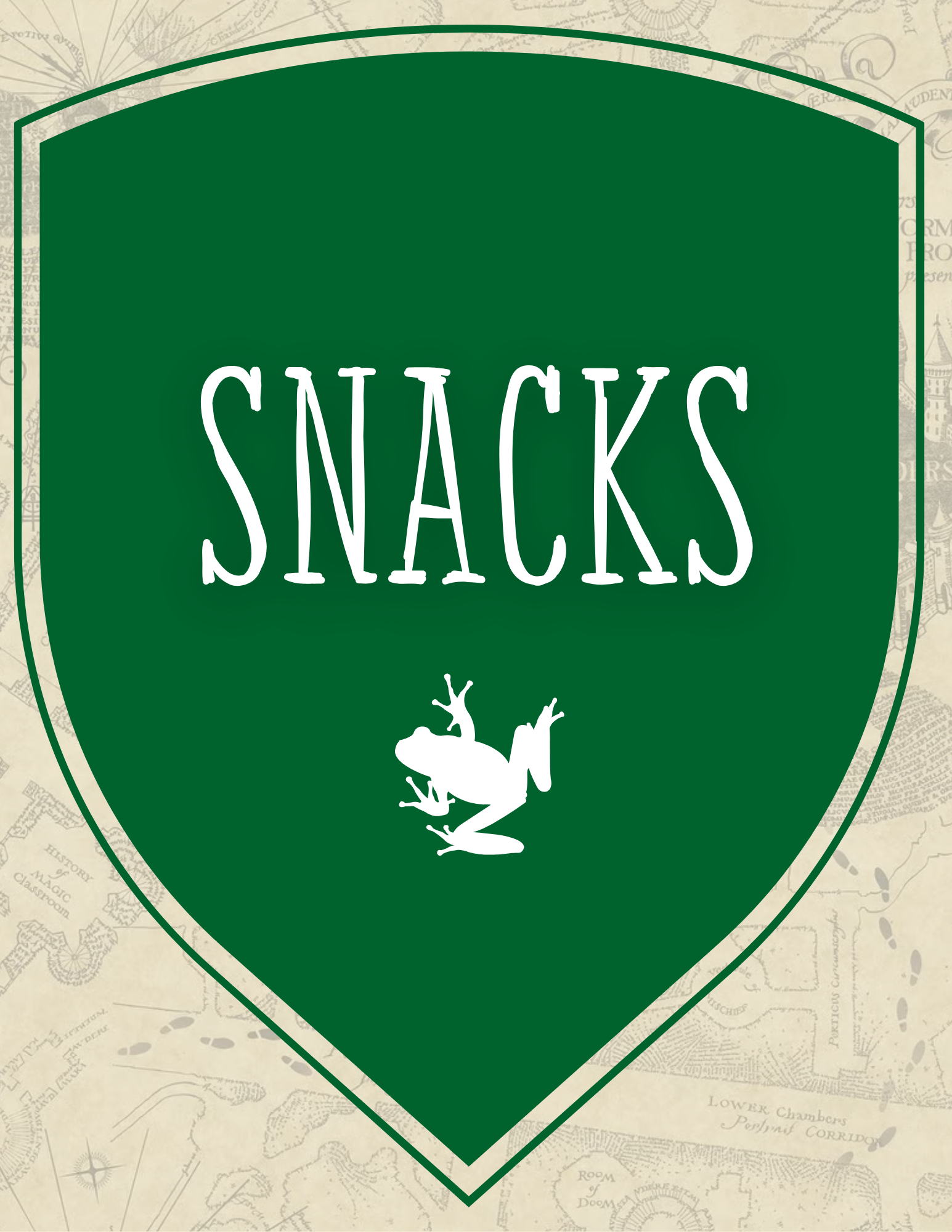 Banner titled "snacks"