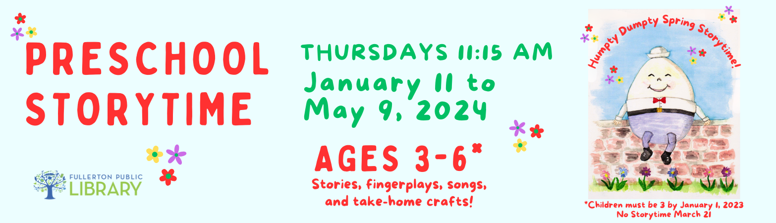 Children's Preschool Storytime Spring 2024