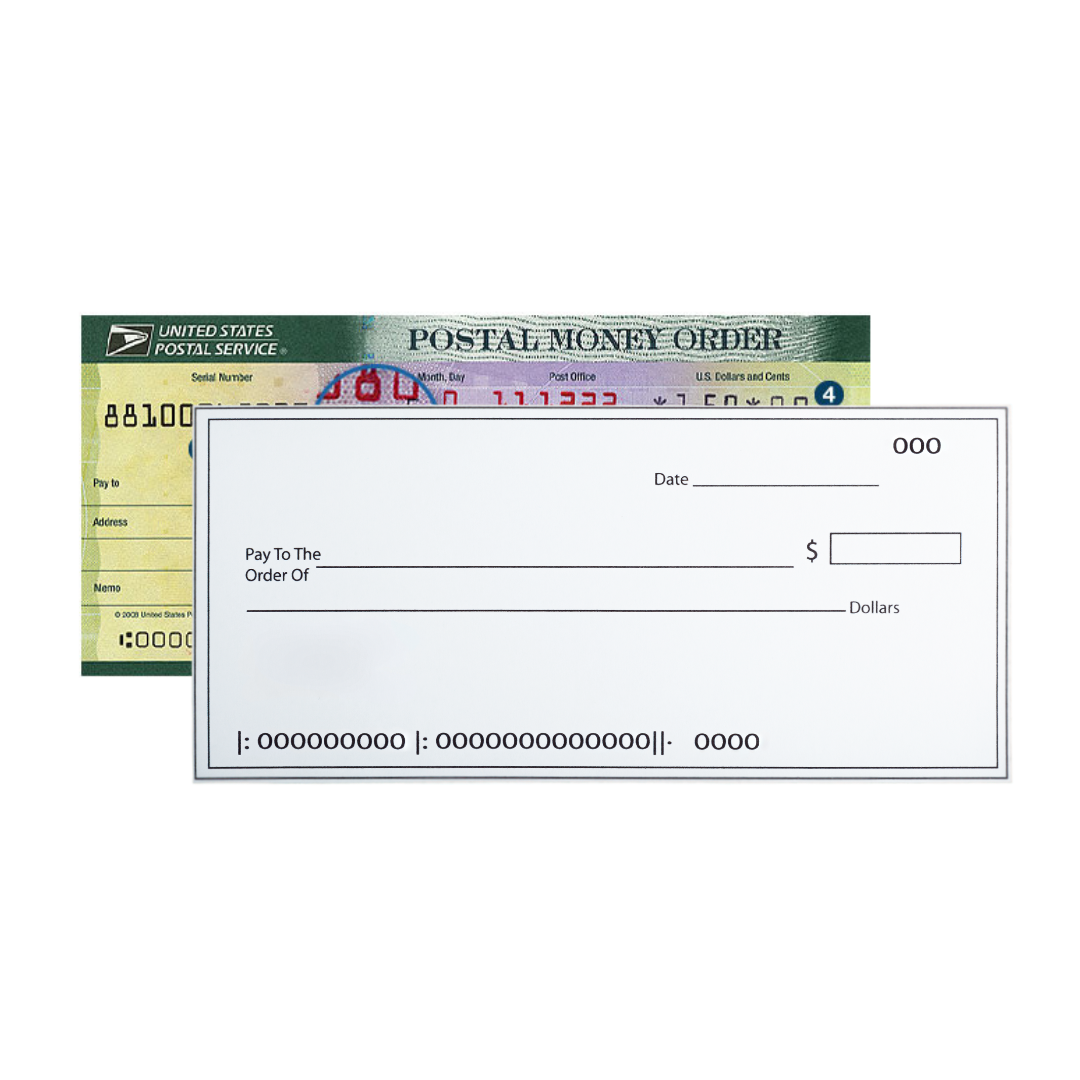 Image of a money order and check