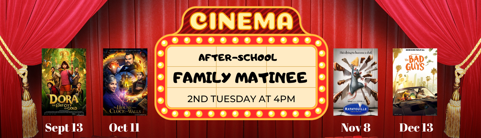 Tuesday movie matinee: 2nd Tuesday 4pm 