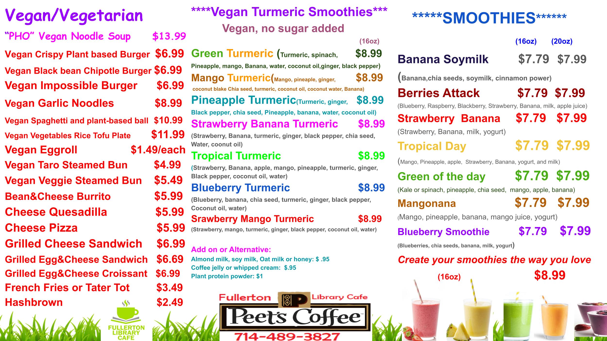 Library Cafe Vegan Menu